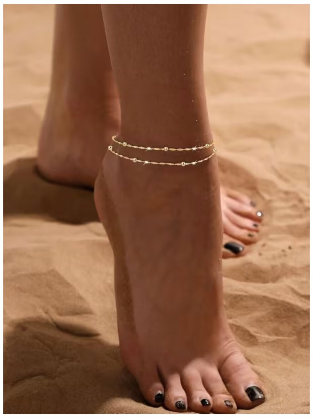 Minimalist Gold-Plated Stainless-Steel Anklet Bracelet for Women Matte Finish